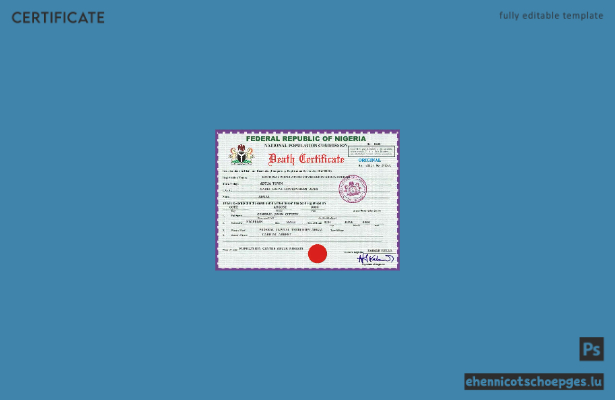 Nigerianische Sterbeurkunde (PSD-Datei), Version 2 – Beispielvorschau